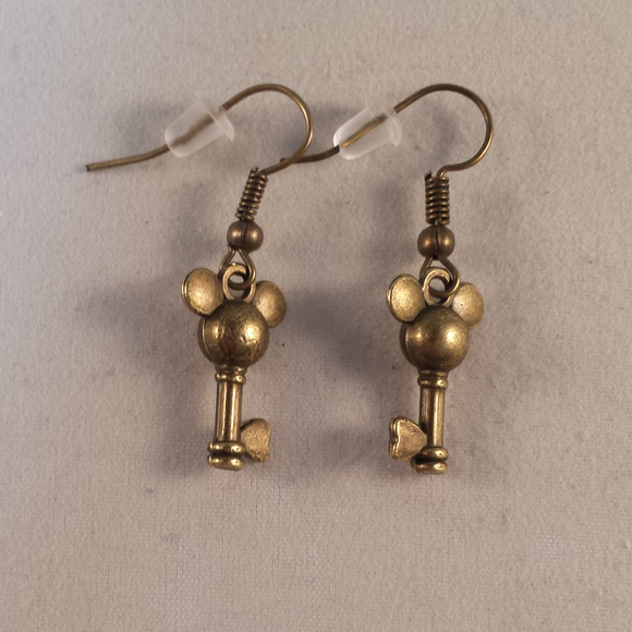 Kristy's Jewels Jewelry - Bronze Plated Mickey Mouse Heart Key Dangle Earrings Party Gift